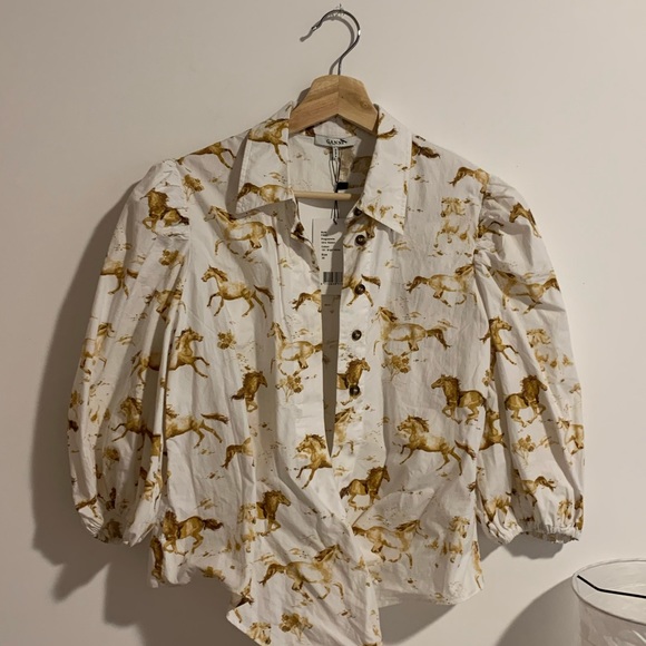 NWT SOLD OUT GANNI WESTON TIE FRONT SHIRT - Picture 5 of 8